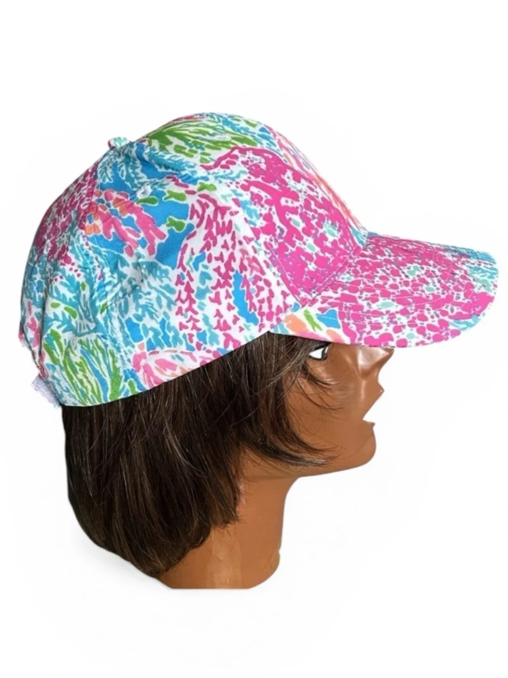 Tropical Print Baseball Cap in Pink, Blue and Green
